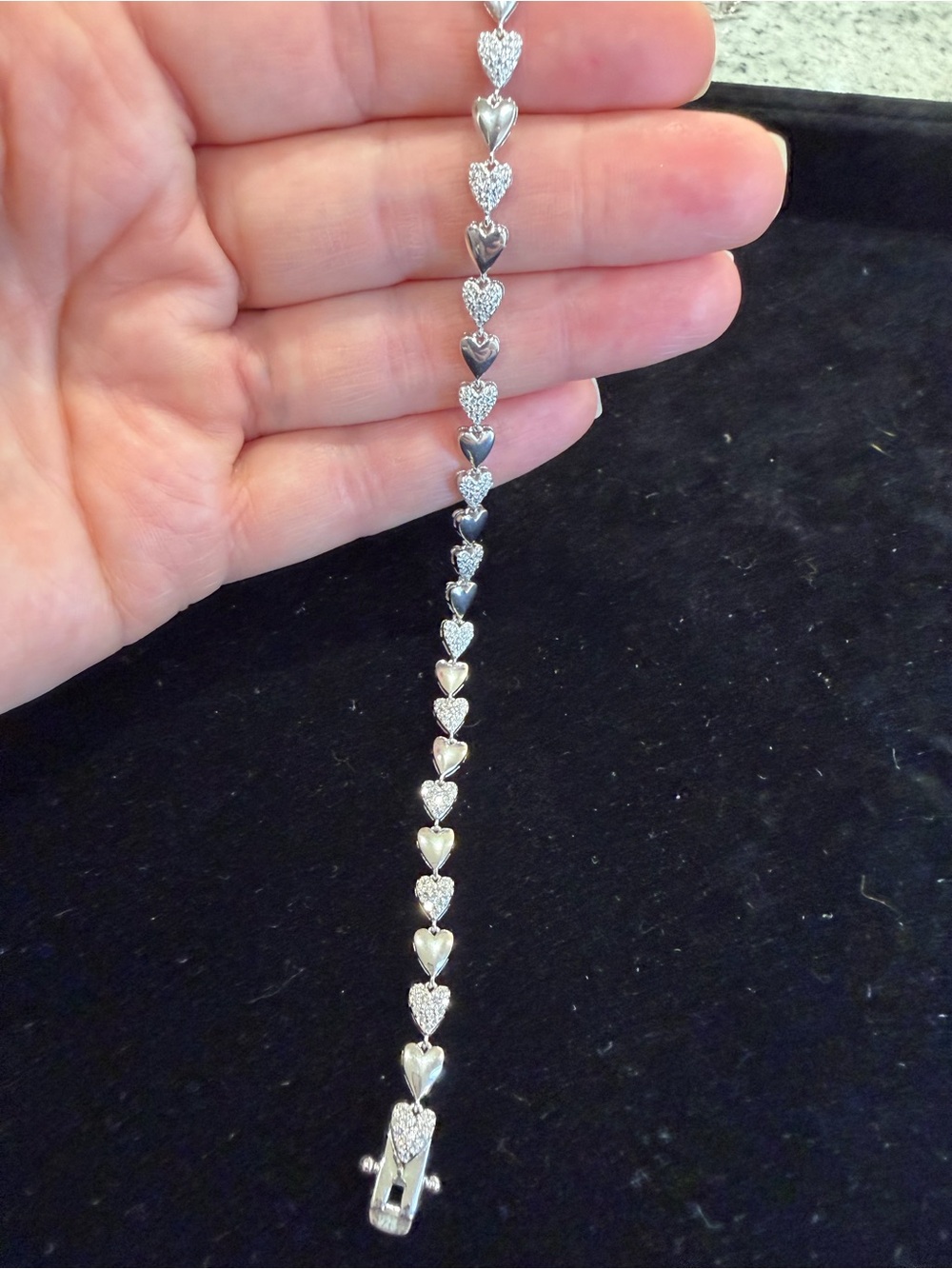 $1,300 Retail 3.75 Carat Moissanite Heart Tennis Bracelet in 925 Sterling Silver